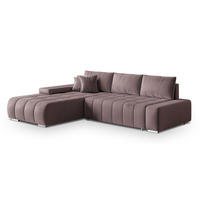 ECKSOFA ALESE L-S Lila Velours-Stoff mit Schlaffunktion - Lila, Holz (265/185cm) - MASSENO