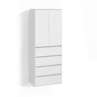 KLEIDERSCHRANK Garda Weiß mit 4 Schubladen - Weiß, Holzwerkstoff (74/191.5/40cm) - Livinity®