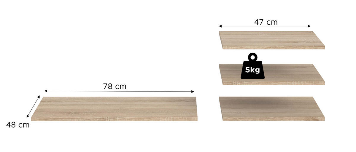 KLEIDERSCHRANK Eiche Sonoma, Kaschmir 3-türig 130 x 183 cm, Drehtürenschrank inklusive Kleiderstangen - Kaschmir/Eichefarben, Holzwerkstoff/Kunststoff (130/183/53cm) - Inn.Furn