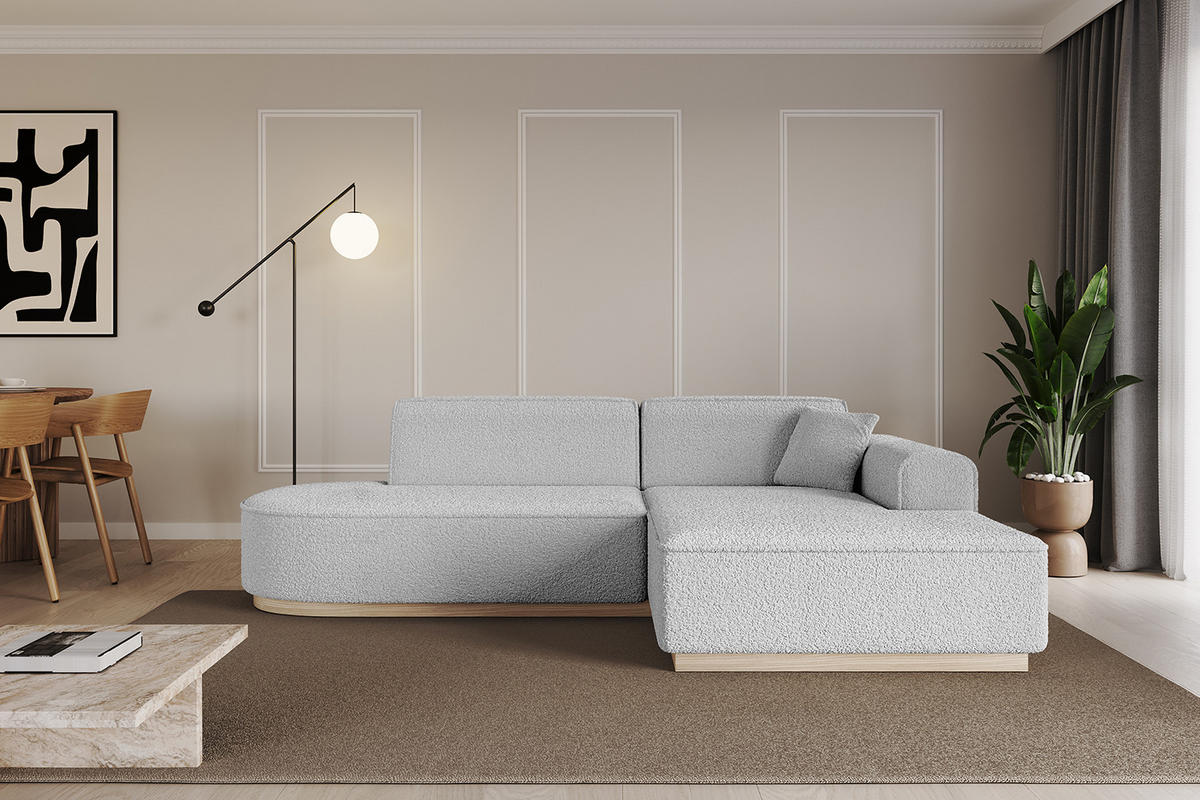 ECKSOFA Ottomane Rechts IREA-L1 - 232x165x80 cm Hellgrau - Hellgrau, Holzwerkstoff/Textil (232/165cm) - ALTDECOR