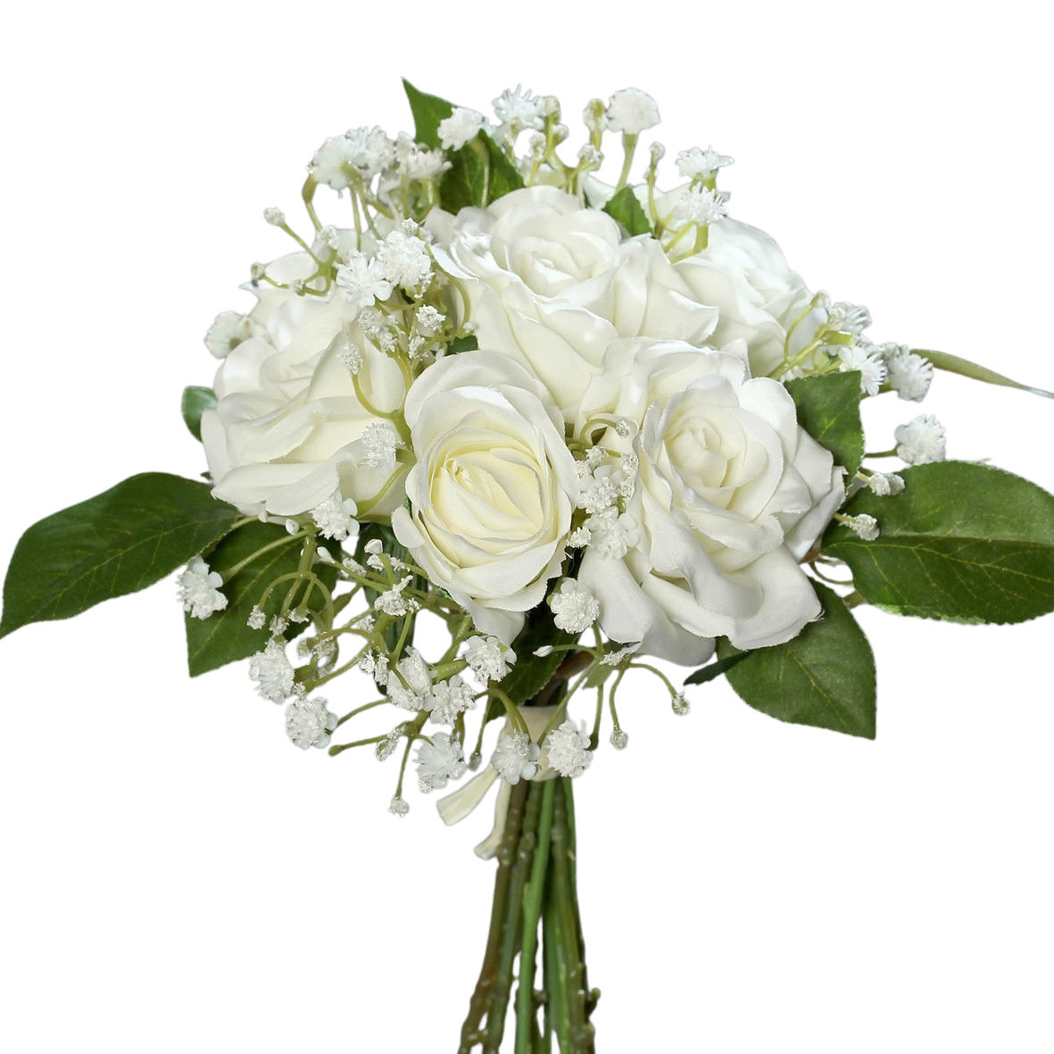 KUNSTBLUME Rosenstrauß - Rupert 20 cm - Weiß, Kunststoff (20cm) - aplanta