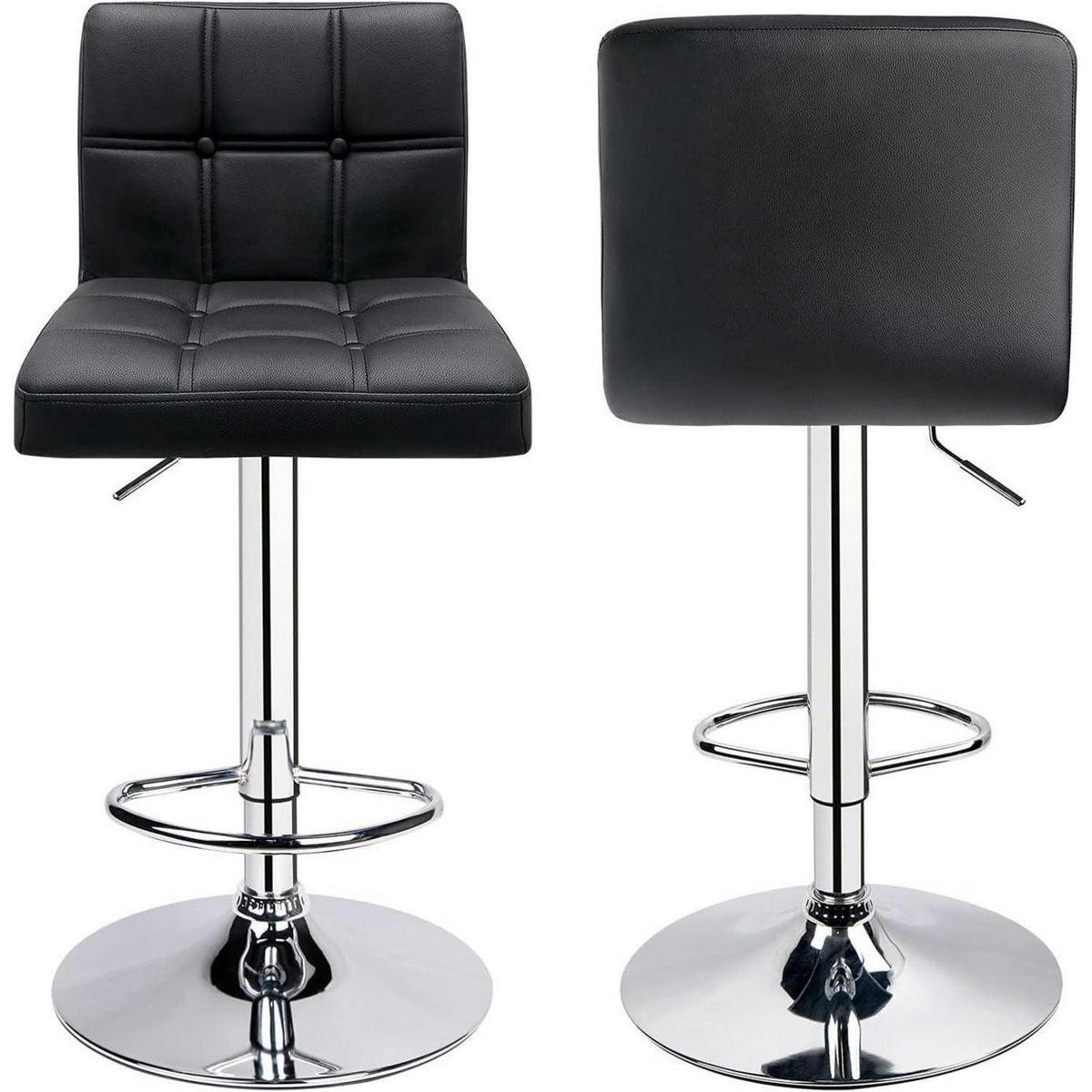 BARHOCKER 2er-Set Kunstleder Schwarz höhenverstellbar - Schwarz, Kunststoff (40/112/38cm)