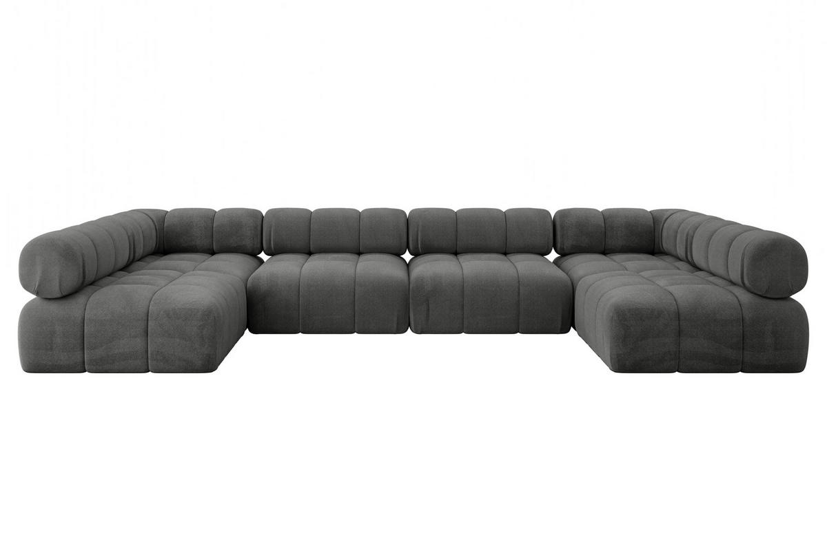 WOHNLANDSCHAFT modulares Sofa Garvo-U2 - 380x190x70 cm Dunkelgrau Velours - Dunkelgrau, Holzwerkstoff/Textil (380/70/190cm) - ALTDECOR