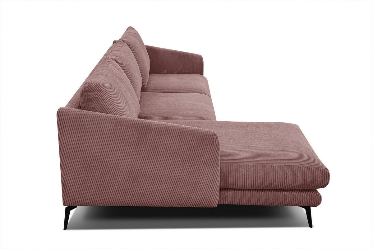 ECKSOFA VILT 4-Sitzer, altrosa - Schwarz/Altrosa, Holzwerkstoff/Textil (156/255cm) - Courtois Laville