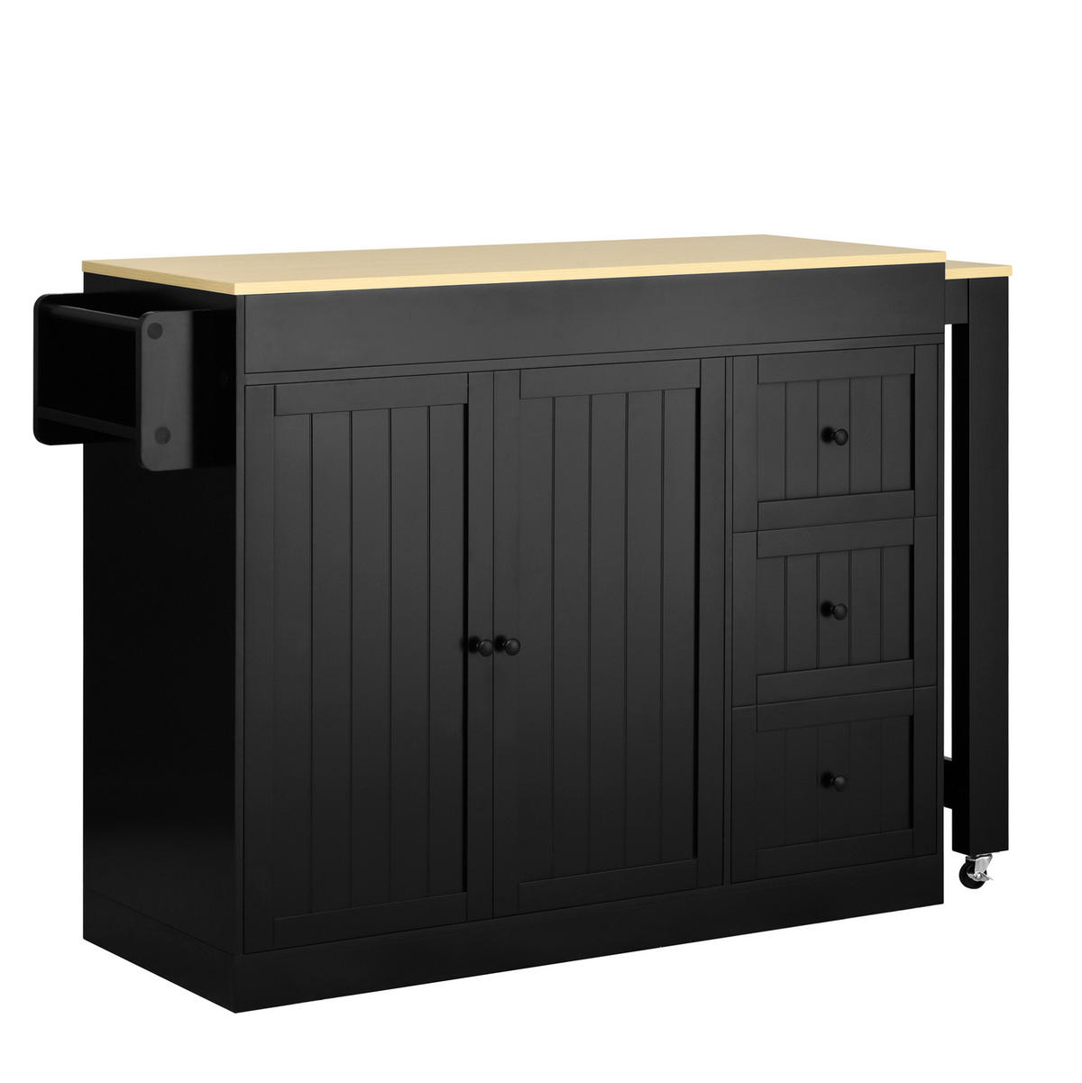 KÜCHENINSEL 112/45/93 cm schwarz aus MDF mit Auszug - Schwarz, Holzwerkstoff (130/93/45cm) - OKWISH