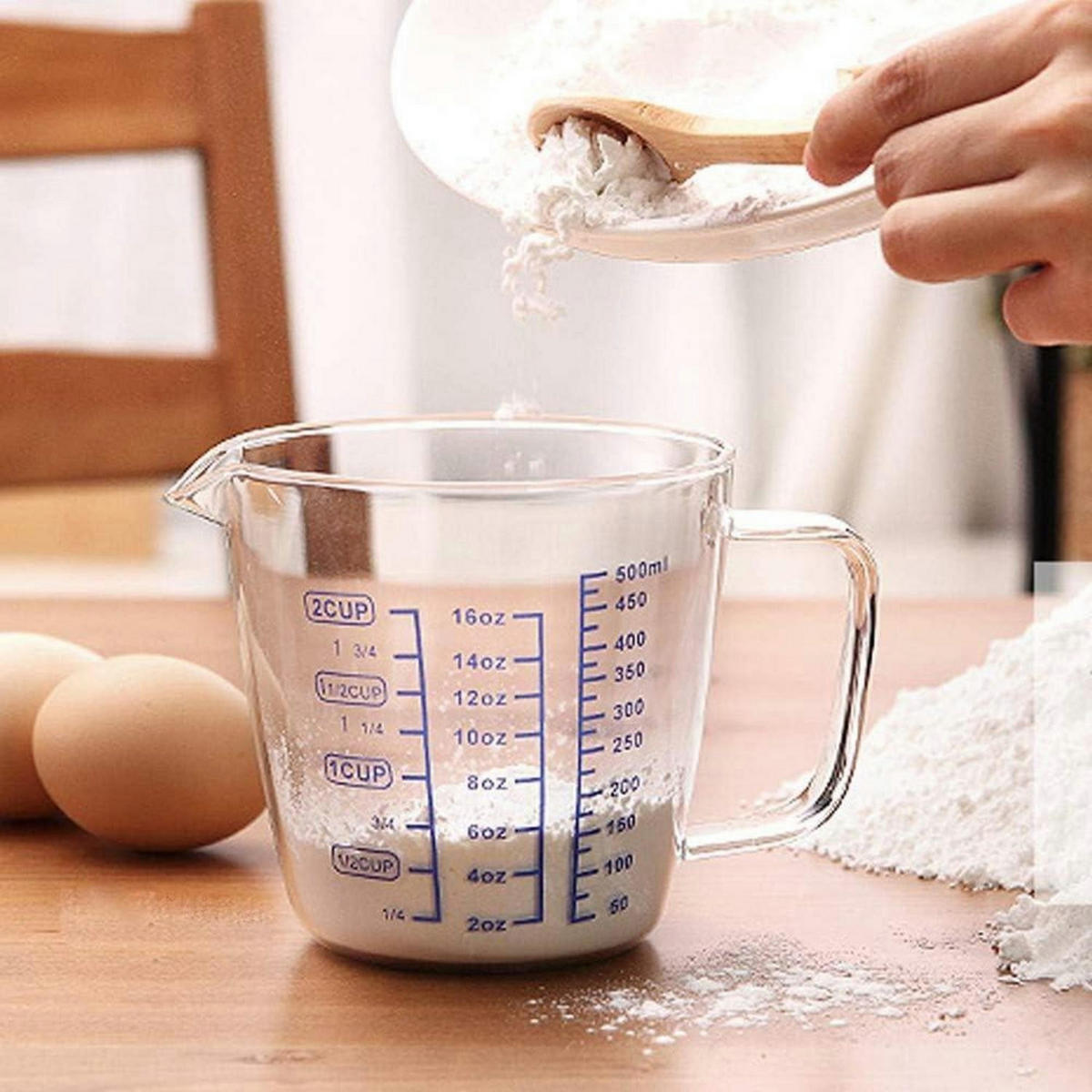 MESSBECHER Glas 500 ml mit Deckel - Transparent, Glas (0.5L)