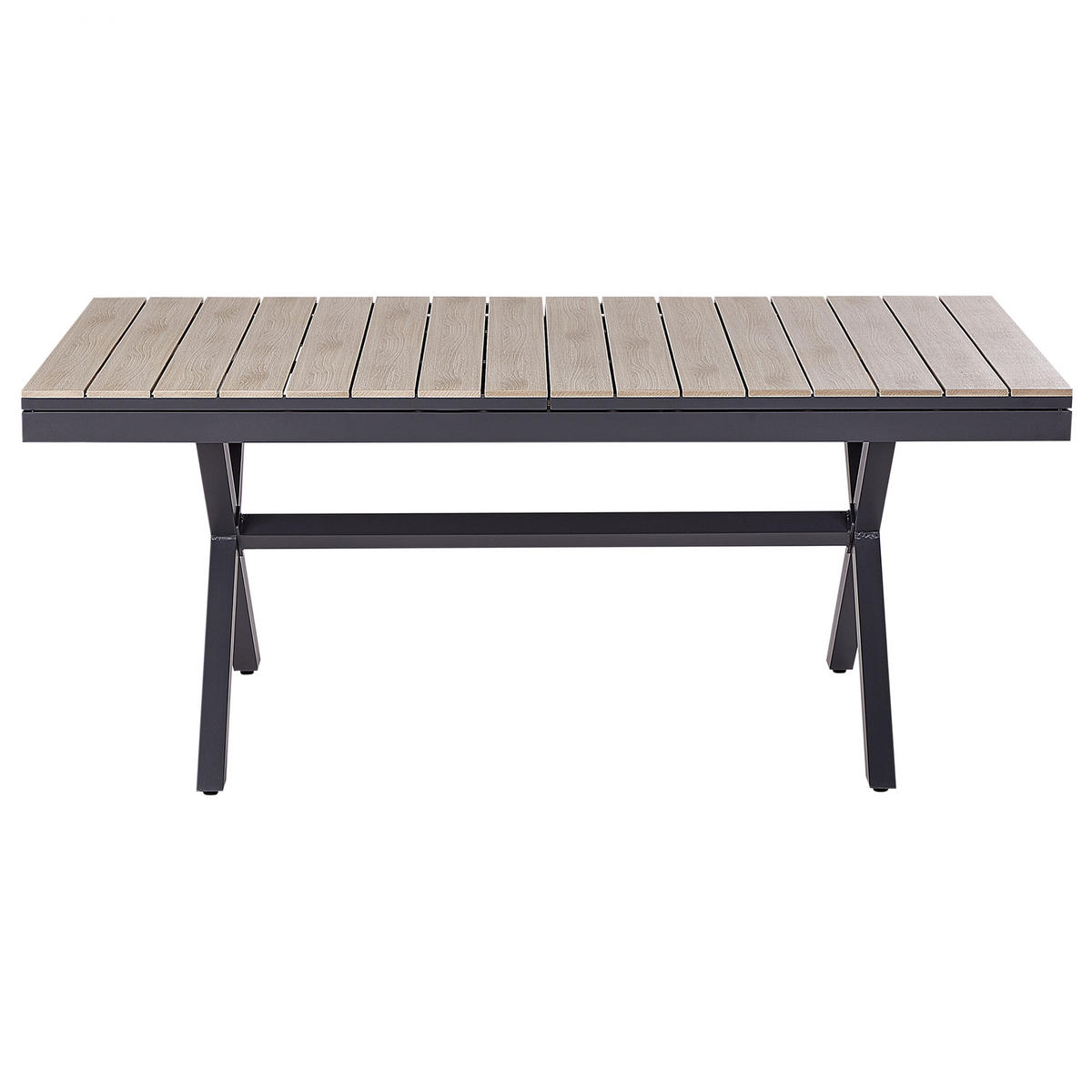 GARTENTISCH Heller Holzfarbton Fanes - Hellbraun/Grau, Metall (184/90/76cm) - Beliani