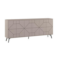 BUFFET mit 6 dekorierten Türen L184 cm - Dune - Taupe, Holzwerkstoff (35/77.4/184cm) - Calicosy