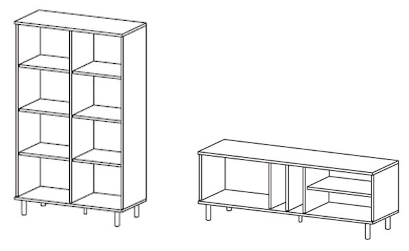WOHNZIMMER-SET Madis sand grange eiche / anthrazit 2-teilig - Braun, Holz/Holzwerkstoff (228.2/148.8/40cm) - Feldmann-Wohnen