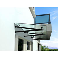 GLASVORDACH 230x90 cm Sicherheitsglas Edelstahl Klarglas V-Schwarz - Transparent, Glas (230/1.31/90cm) -  Glaswerk Westfalen