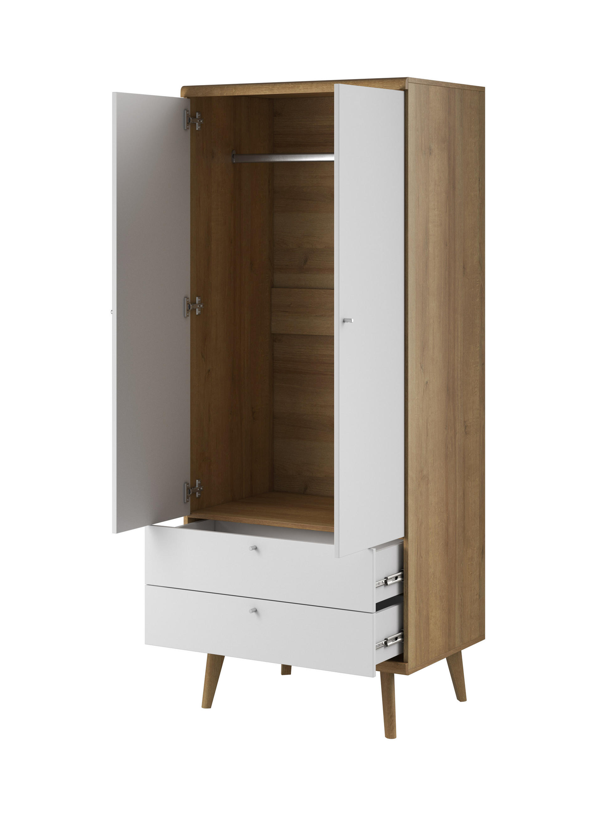 DREHTÜRENSCHRANK PRIMARIO 80/197/56 cm 2-türig Eichefarben - Eichefarben/Weiß, Holzwerkstoff (80/197/56cm) - MASSENO