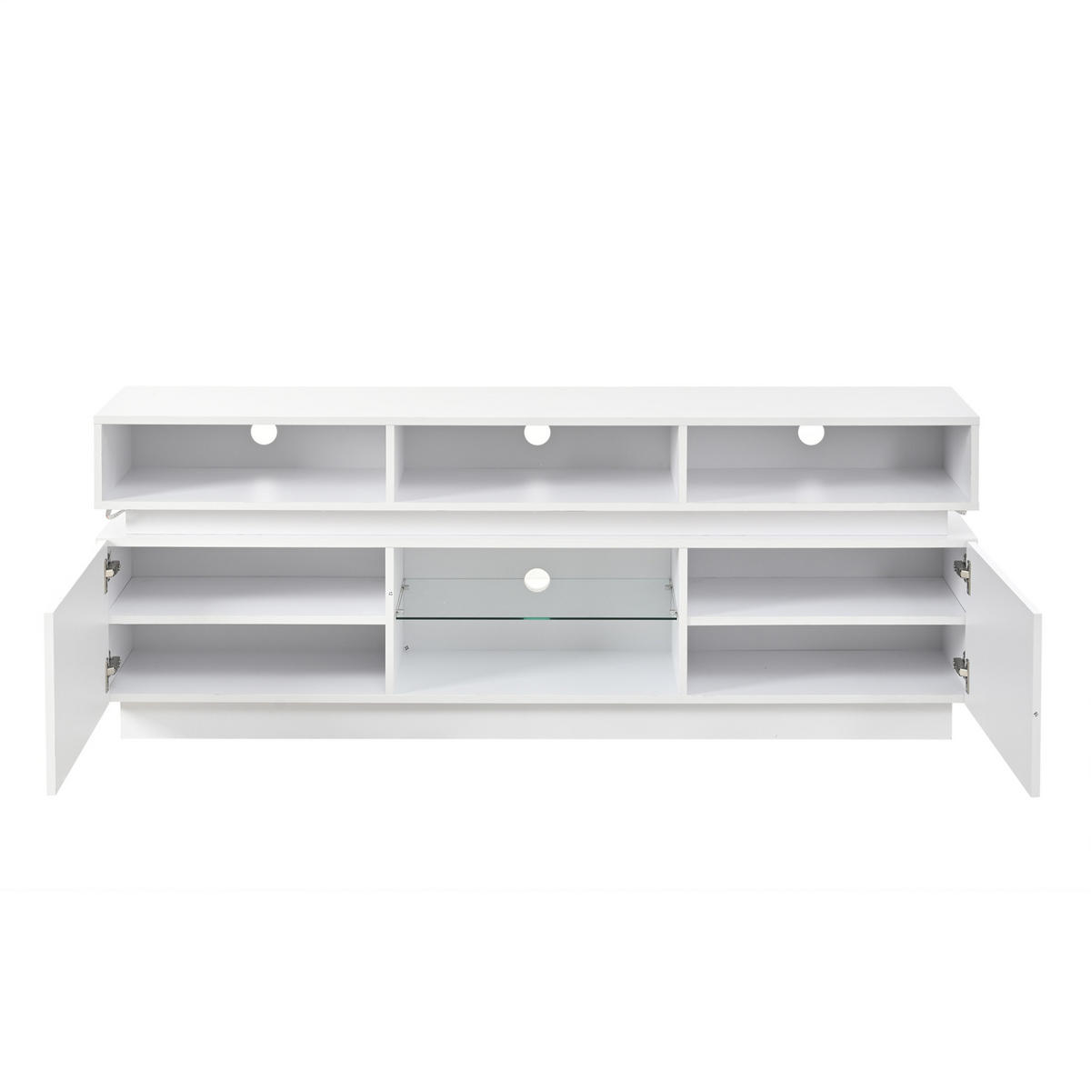 TV-ELEMENT mit 10 Fächern 160 x 35 x 60 cm MDF Weiß mit LED - Weiß, Holzwerkstoff (35/60/160cm) - Beauniv