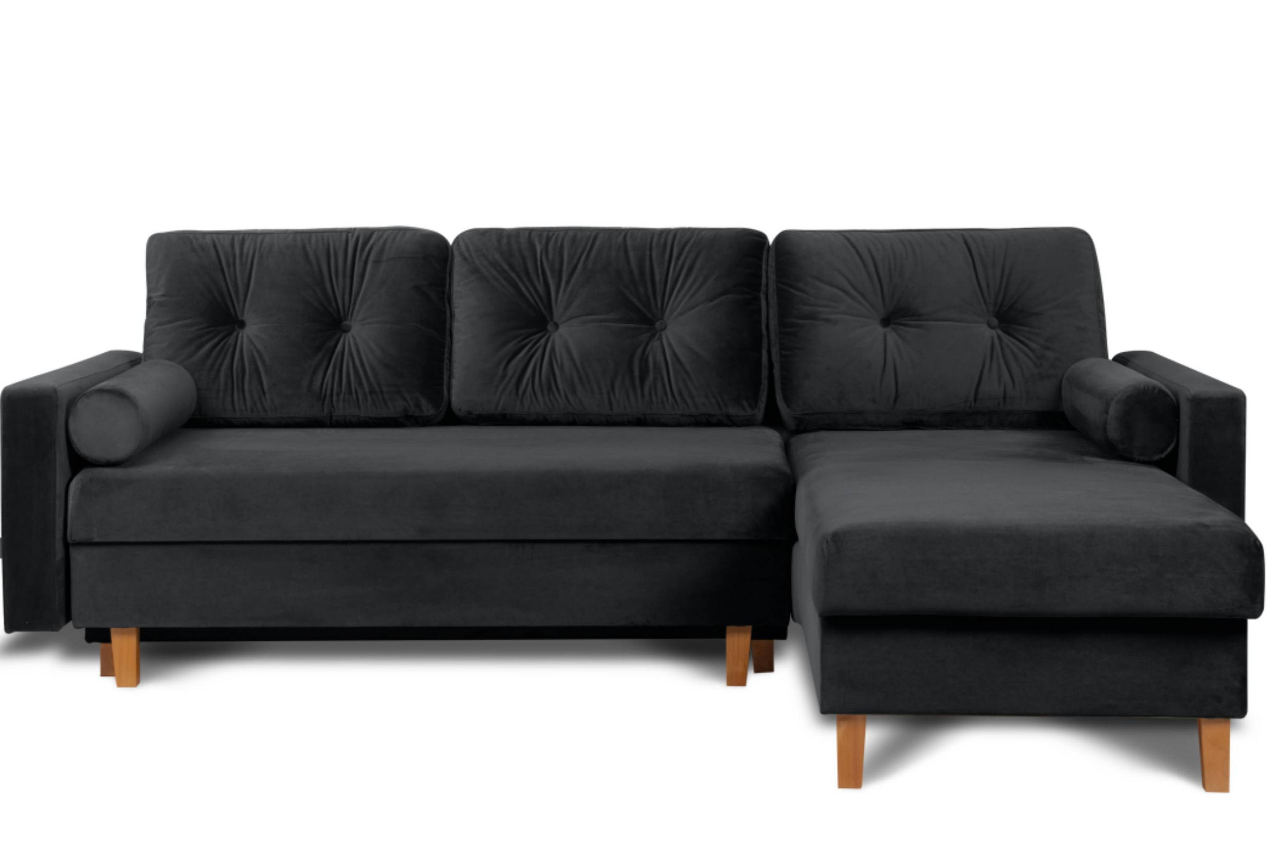 ECKSCHLAFSOFA ERISO 3/4 Sitzer und Universalecke mit Ottoman, Velour-Stoff, graphit - Graphitfarben/Braun, Textil (240/183cm) - KONSIMO®