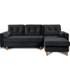 ECKSCHLAFSOFA ERISO 3/4 Sitzer und Universalecke mit Ottoman, Velour-Stoff, graphit - Graphitfarben/Braun, Textil (240/183cm) - KONSIMO®