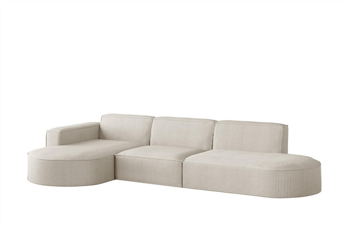ECKSOFA Palma In Scala - Beige, Holzwerkstoff/Textil (296/165cm) - Fun Möbel