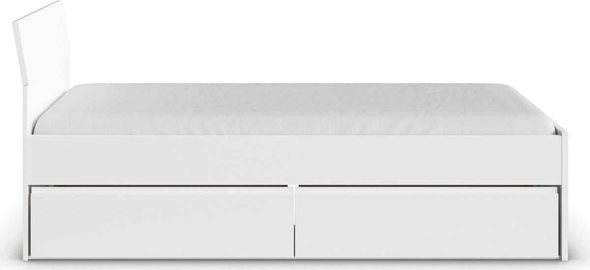 JUGENDZIMMER Joel in Weiß 5 teilig – mit 4türigem Kleiderschrank mit Spiegel, 90er Jugendbett, Nachttisch, Schreibtisch und Rollcontainer - Weiß, Holzwerkstoff (80/200/120cm)