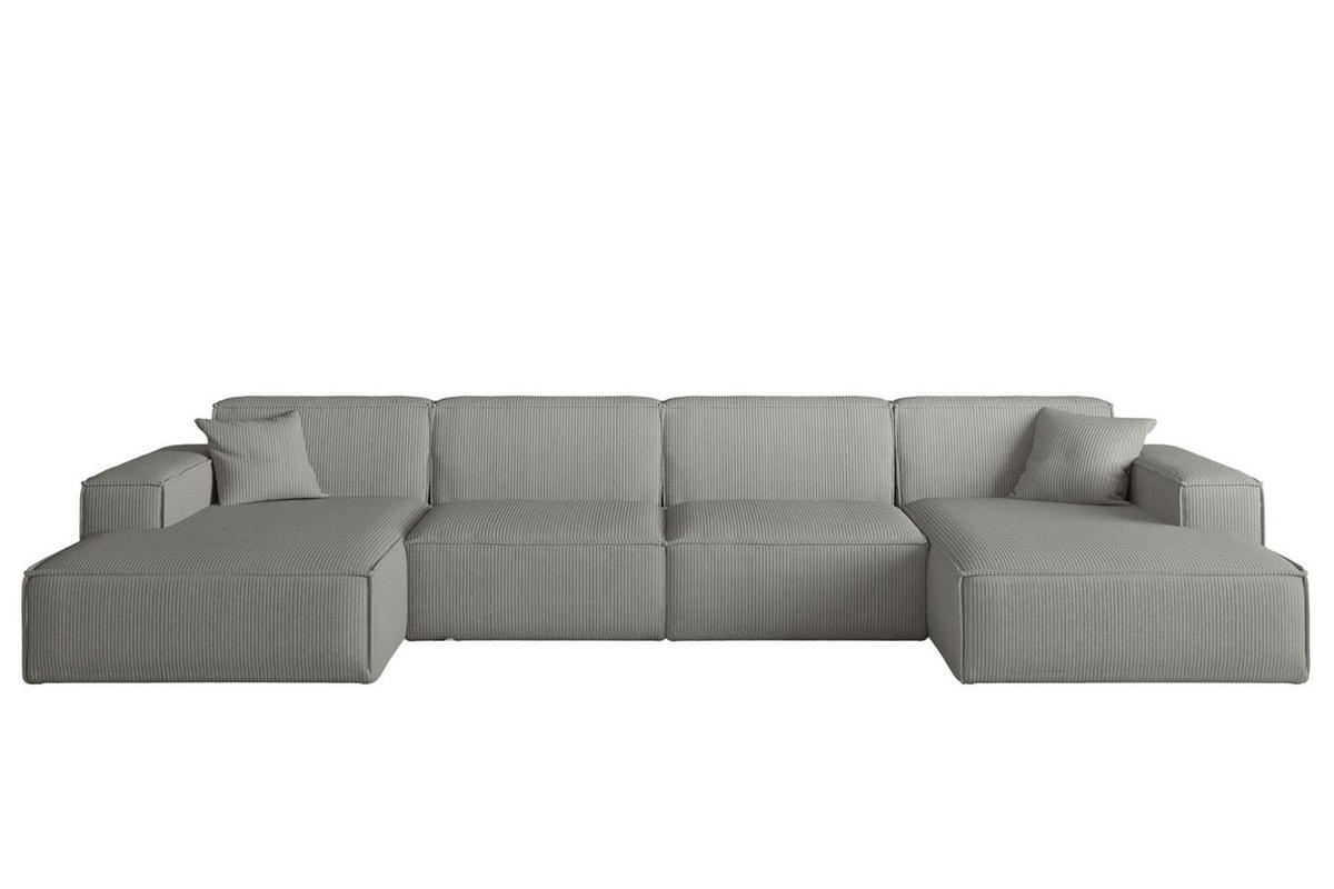 WOHNLANDSCHAFT Celes Premium In Scala - Grau, Holzwerkstoff/Textil (379/73/165cm) - Fun Möbel