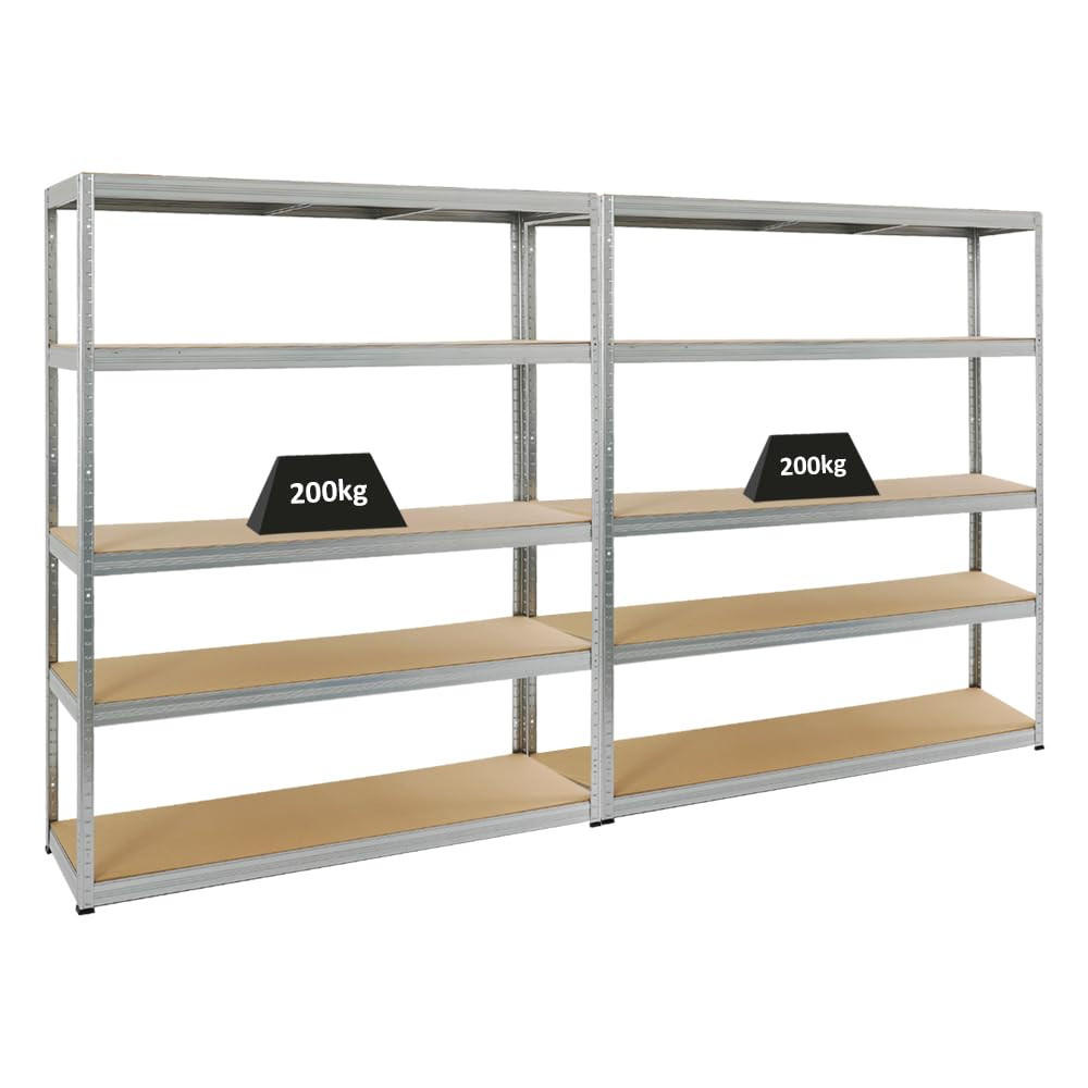 SCHWERLASTREGAL Giant Elephant 2er-Set mit 2x 180x150x45 cm Fachlast 200 kg Verzinkt - Silberfarben, Metall (300/180/45cm) - PROREGAL