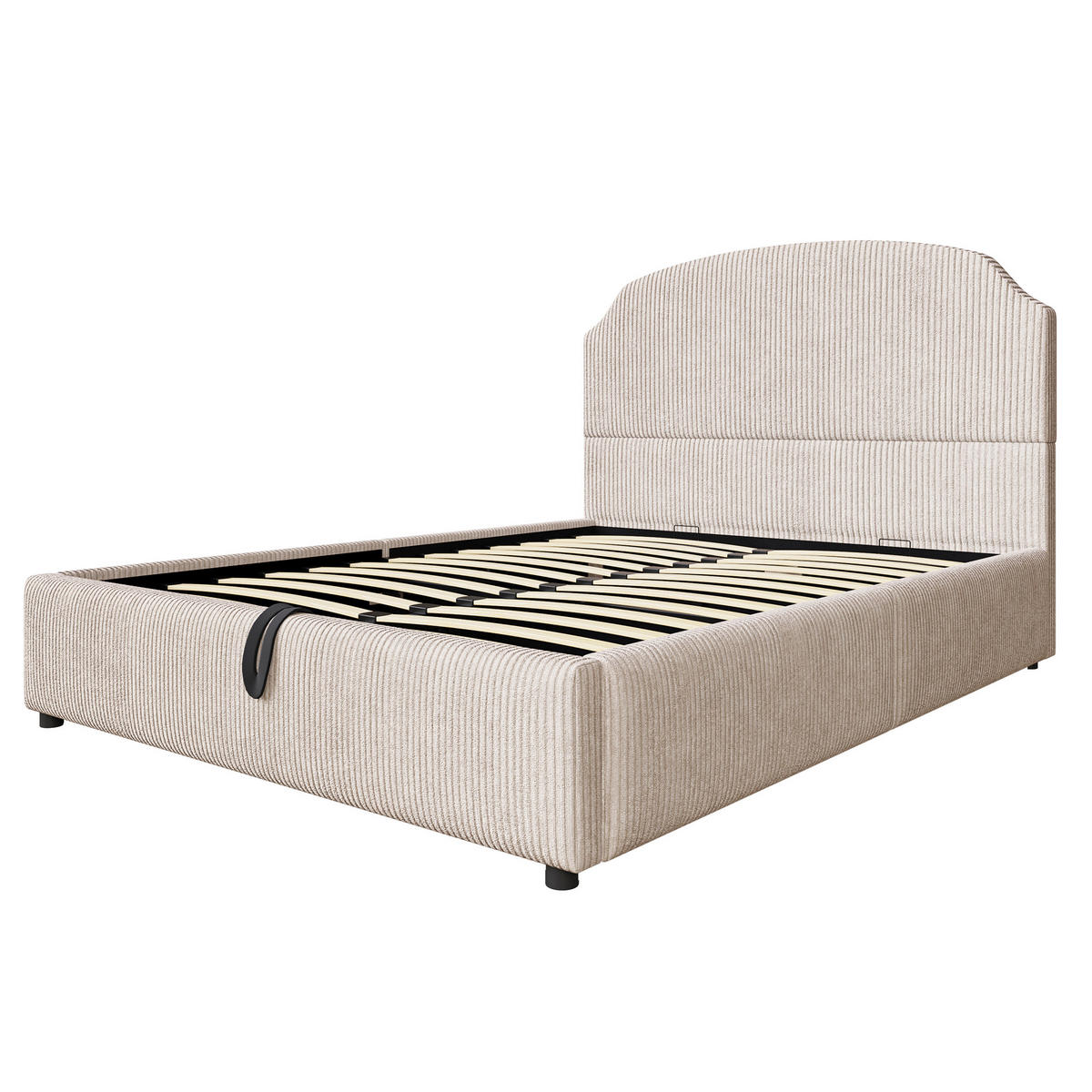 POLSTERBETT 140/200 cm in Beige Stoff mit Bettkasten - Beige, Holzwerkstoff/Textil (140/200cm) - WISHDOR