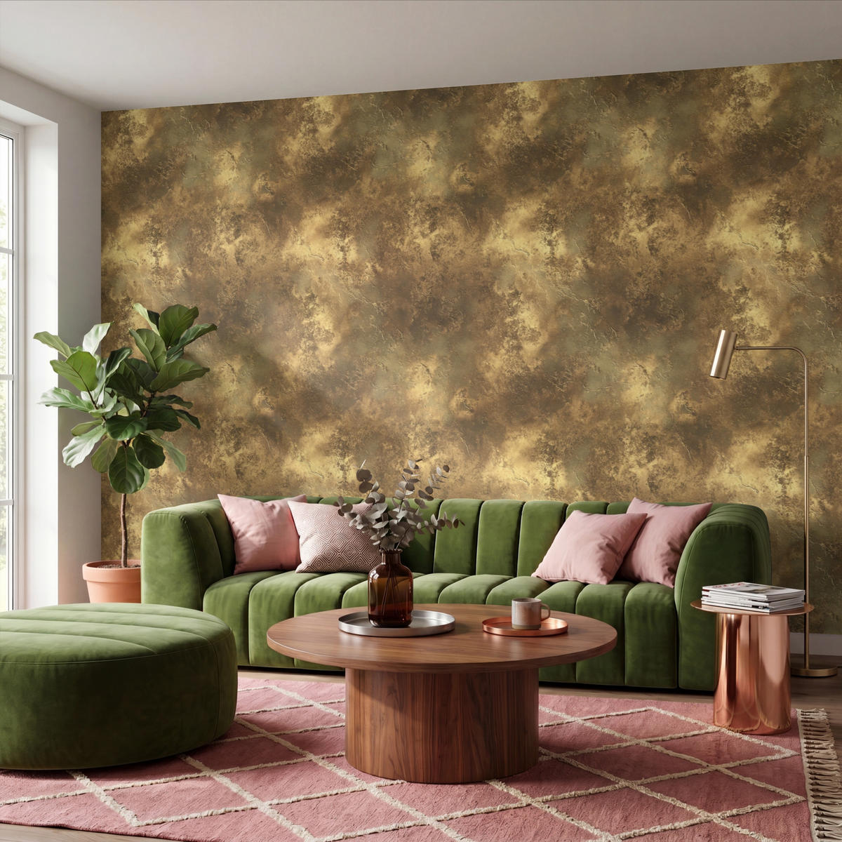 TAPETE - Antik - Metallic-Look - Gold - 450x300 cm - Messingfarben, Papier (450/300cm) - OnlyWow