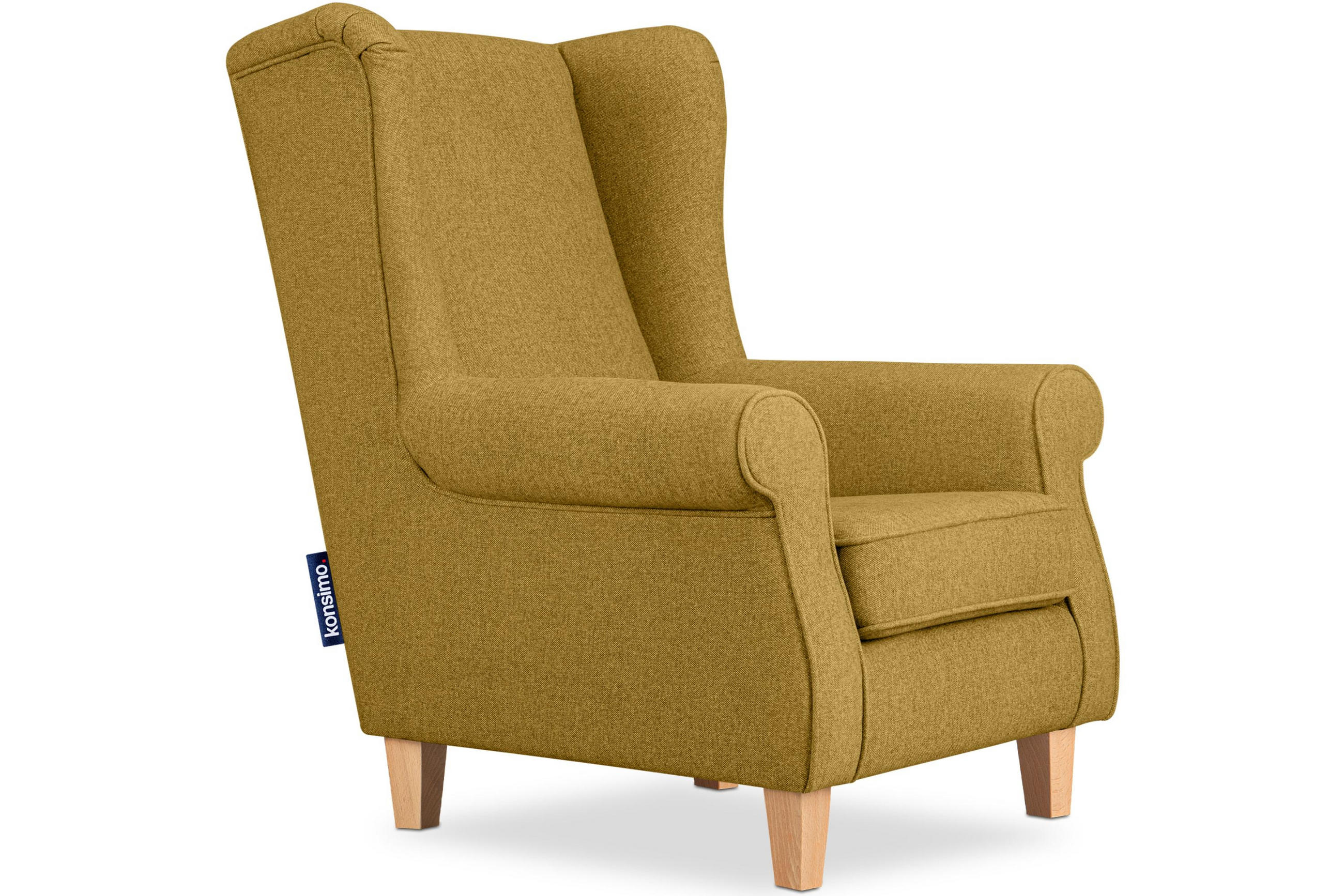 OHRENSESSEL MILES Masivholzbeine buche, honigfarben - Honig, Holzwerkstoff/Buchenholz (82/105/97cm) - KONSIMO®