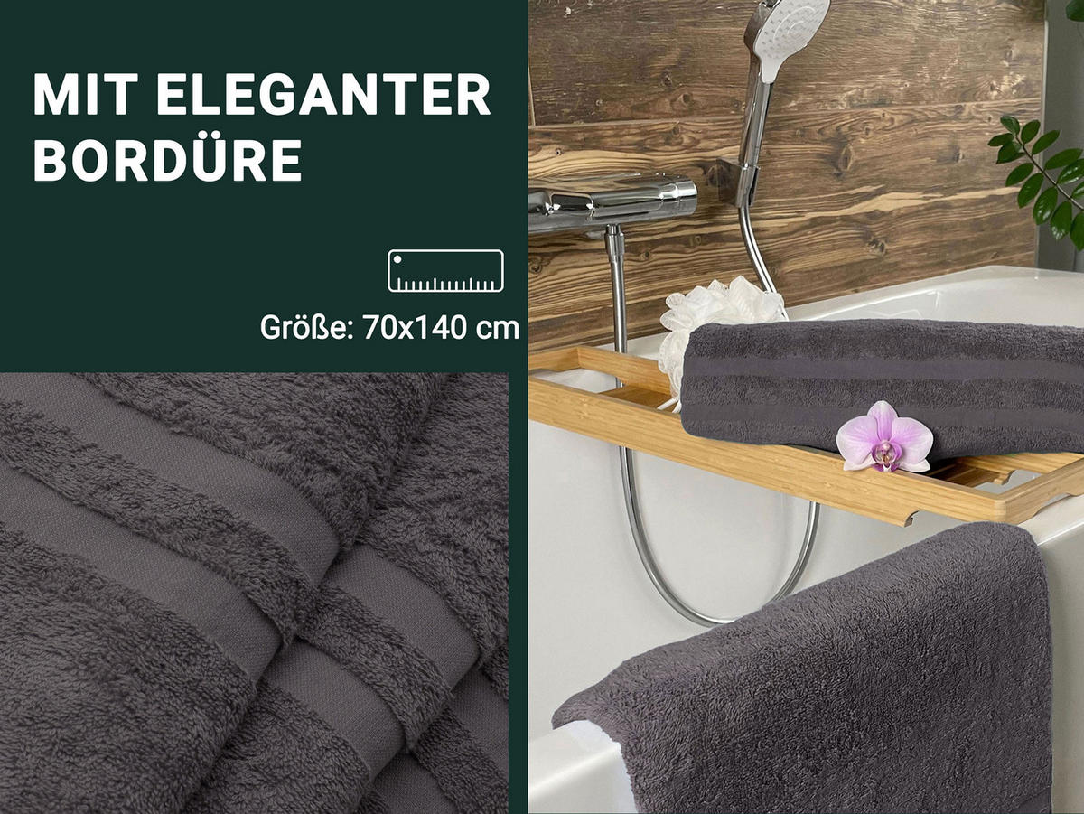 DUSCHTÜCHER, 5er-Set, 70x140 cm, 100% Baumwolle, Grau - Graphitfarben, Textil (70/140cm) - Zollner