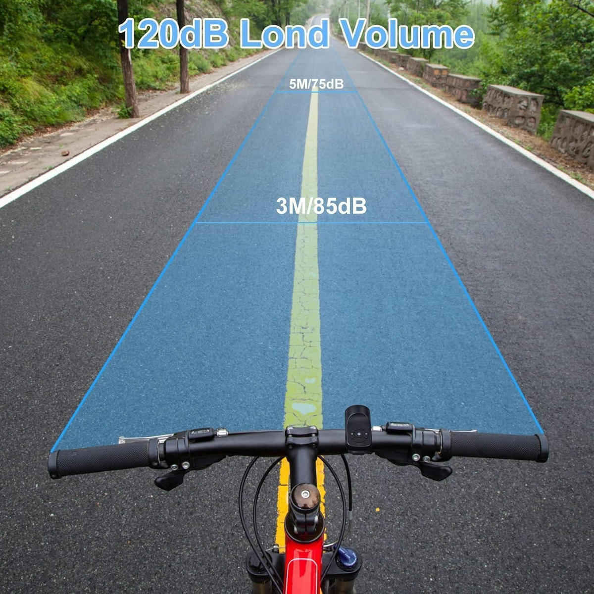 FAHRRADKLINGEL elektrisch 120 dB Diebstahlschutz Schwarz - Schwarz, Kunststoff (4.8/3.5/7.5cm)