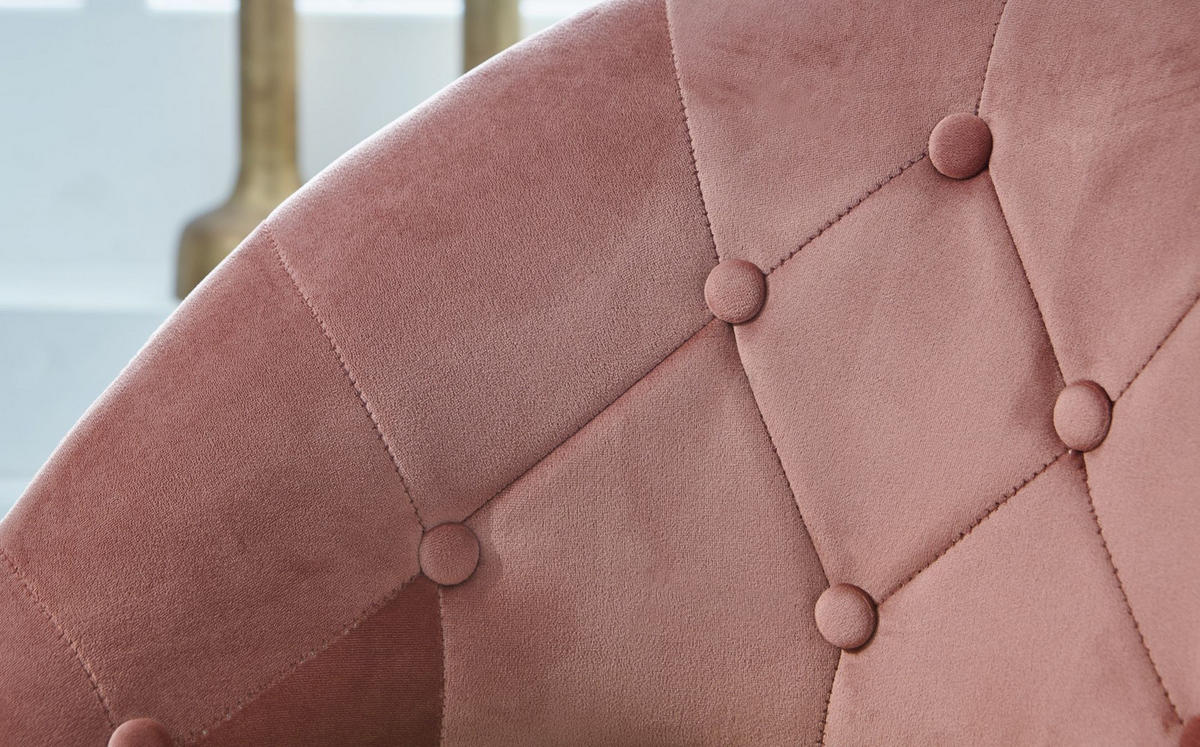 LOUNGESESSEL Chesterfield-Stil mit Samtbezug und 360° Drehfunktion, Rosa 67x62x100 cm - Pink/Goldfarben, Textil/Metall (67/100/62cm) - KADIMA DESIGN