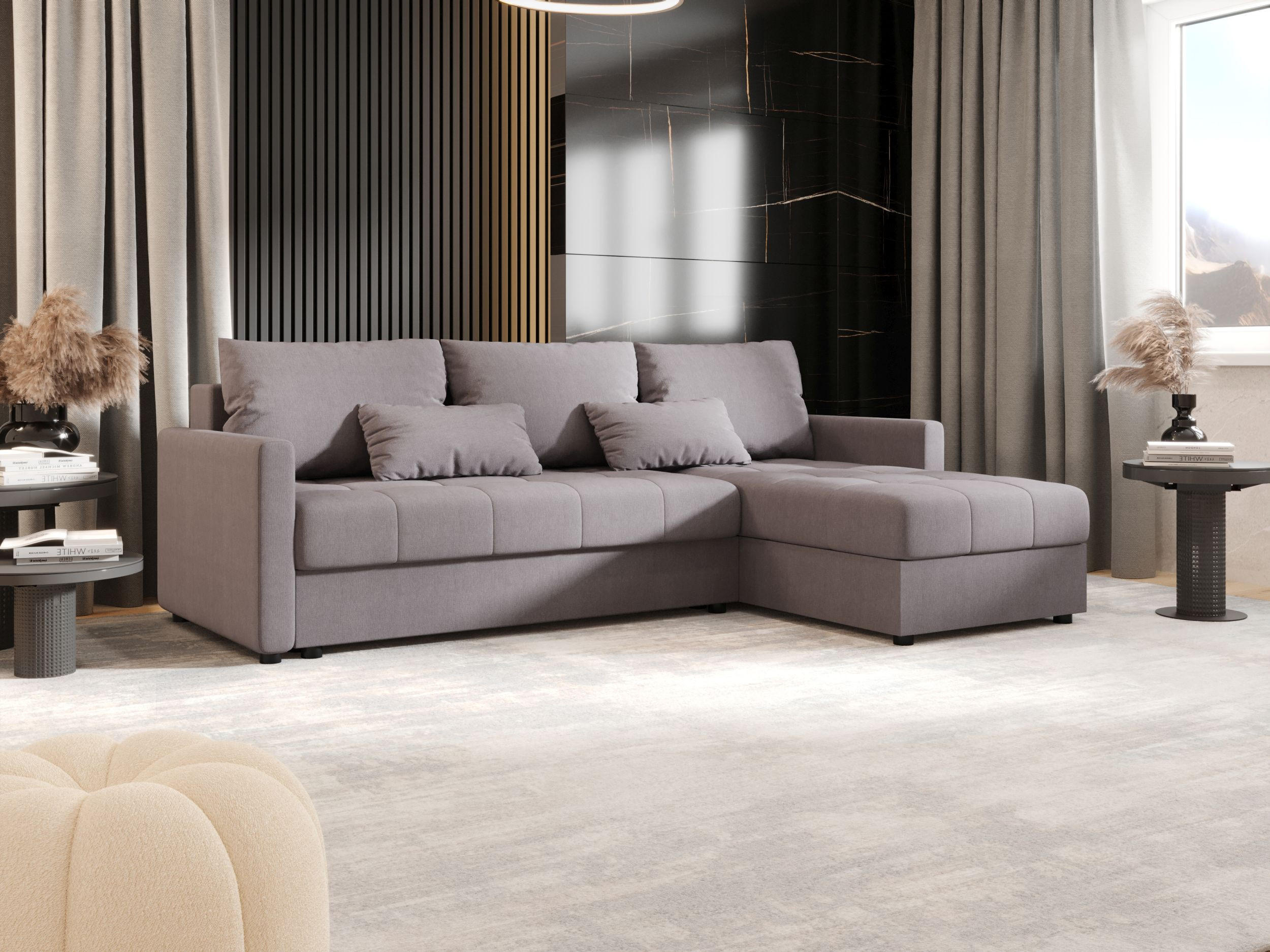 ECKSOFA MOS L BIS Cosmic 160 Rechts mit Schlaffunktion - Grau, Textil (220/143cm) - Bedante