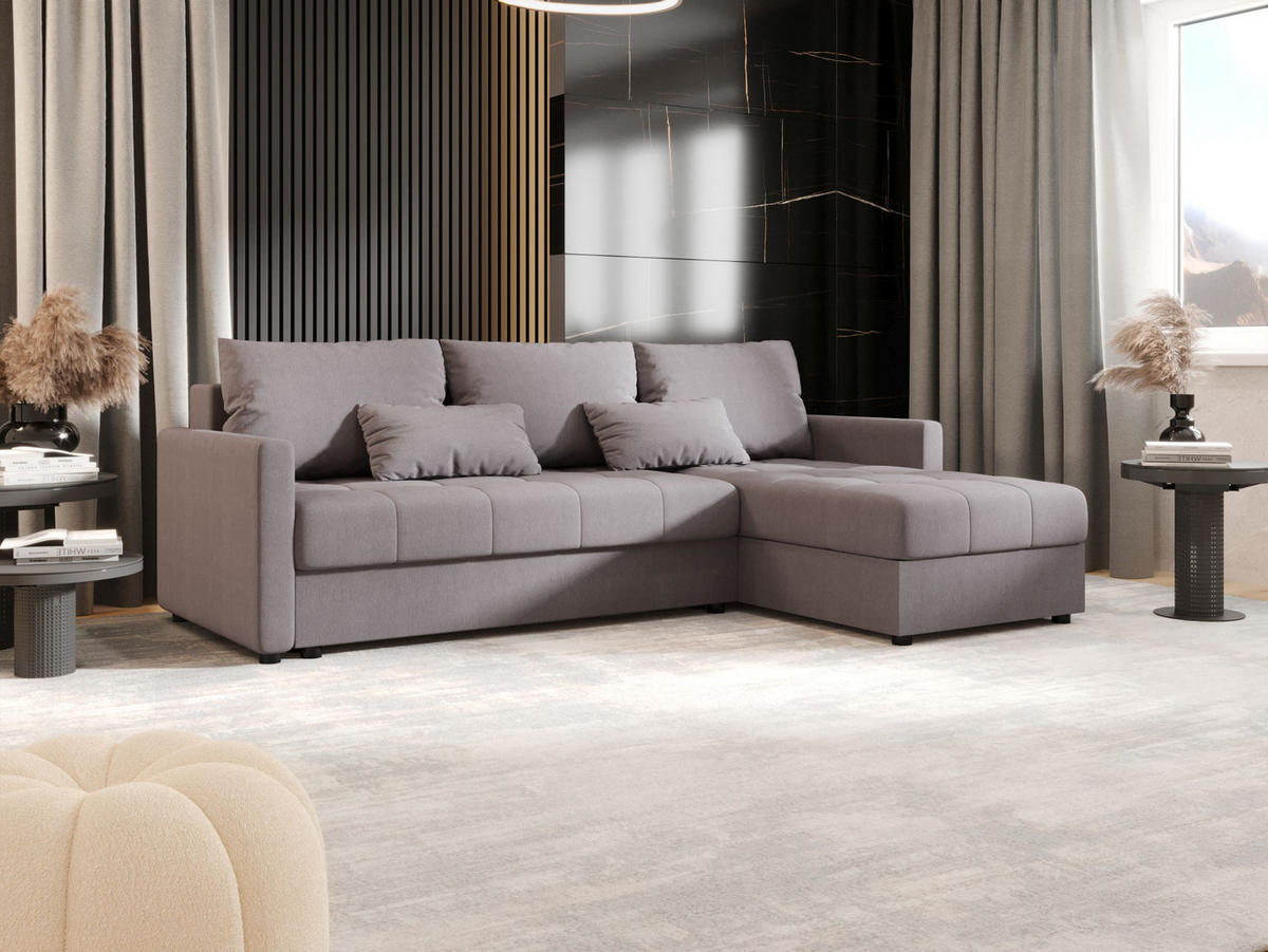 ECKSOFA MOS L BIS Cosmic 160 Rechts mit Schlaffunktion - Grau, Textil (220/143cm) - Bedante