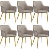 ARMLEHNSTUHL 6er Set Avane 55 x 63 5 x 86 5 cm taupe - Taupe, Textil (55/86.5/63.5cm) - tectake