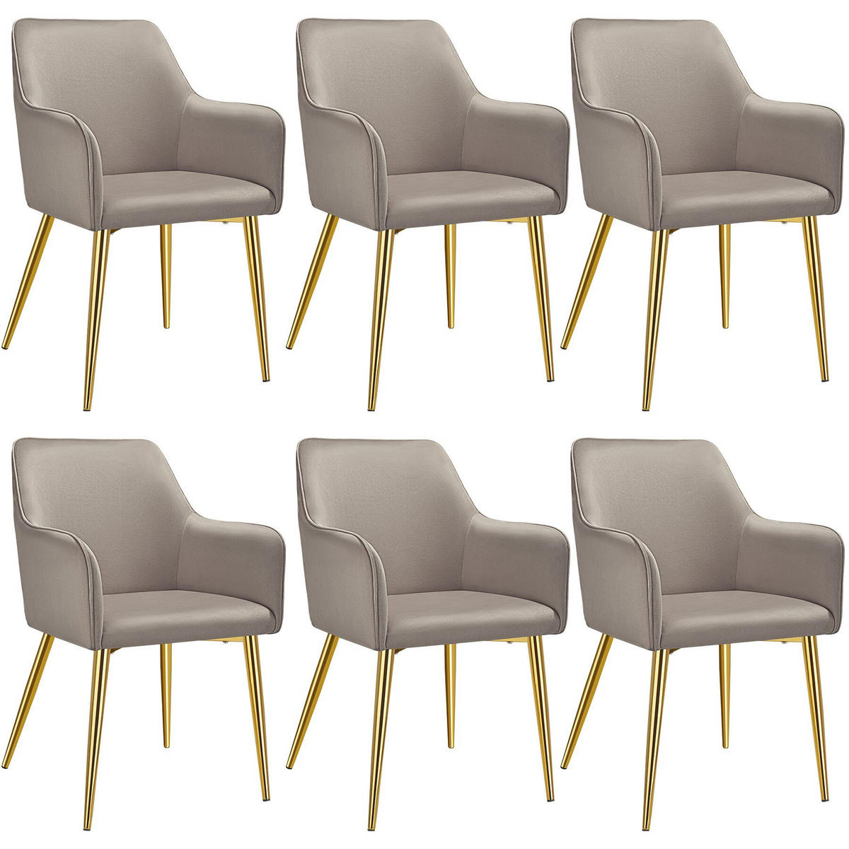 ARMLEHNSTUHL 6er Set Avane 55 x 63 5 x 86 5 cm taupe - Taupe, Textil (55/86.5/63.5cm) - tectake