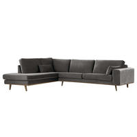 ECKSOFA mit Ottomane - Eichefarben/Dunkelgrau, Eichenholz/Textil (287/219cm) - home24