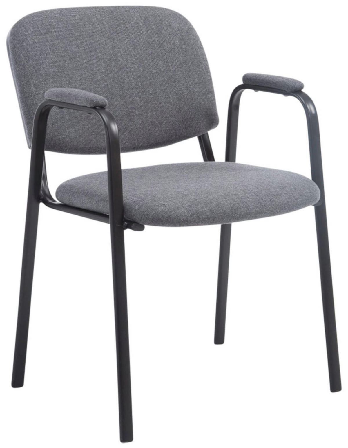 BESUCHERSTUHL 4er Set Stoff grau - Schwarz/Grau, Textil/Metall (53/79/55cm) - CLP