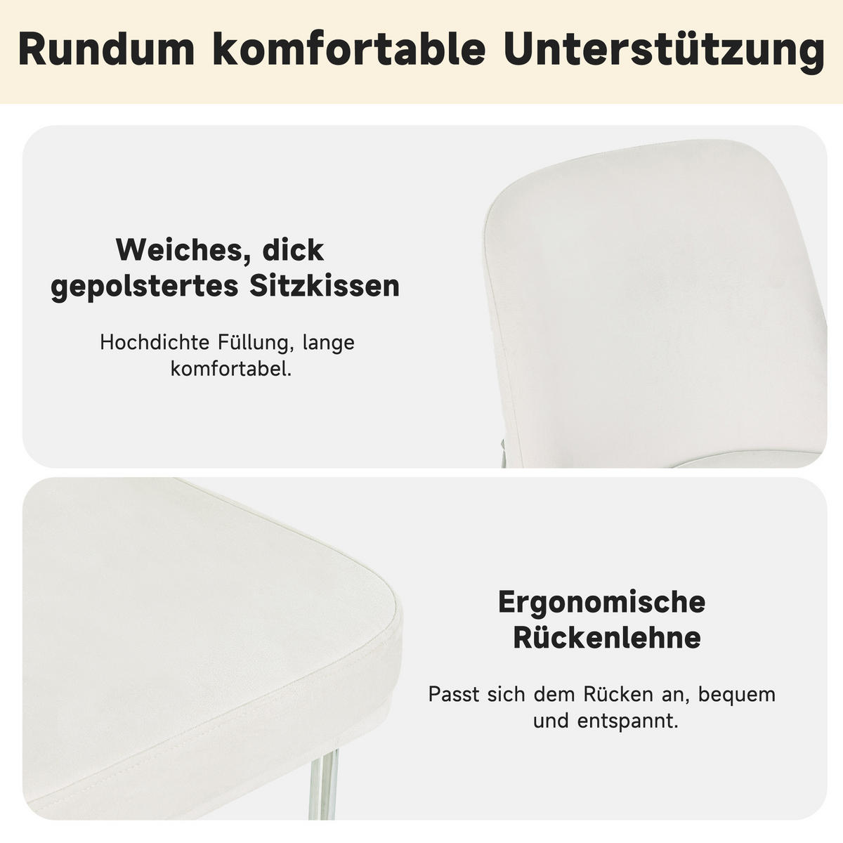 ESSZIMMERSTUHL 4er Set Samt Beige Metallbeine Silber Rahmen - Beige, Textil (53/82/42.5cm) - FLIEKS