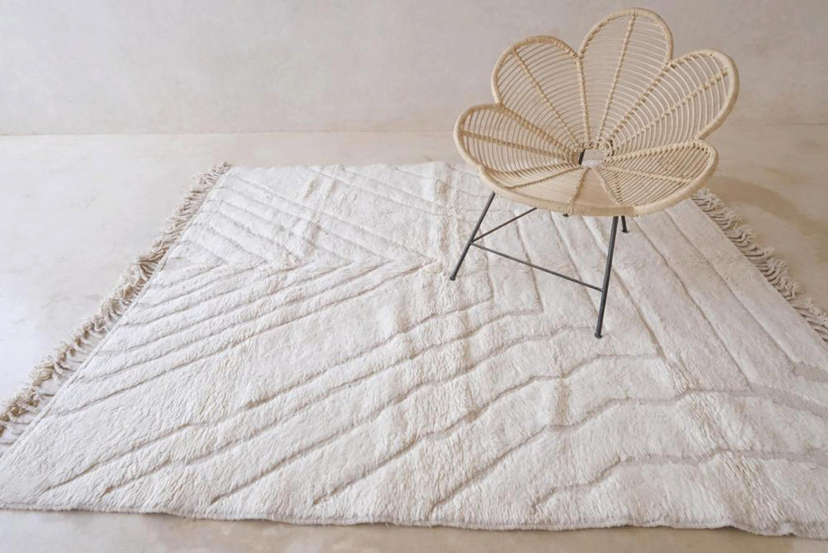 BERBERTEPPICH aus Marokko aus reiner Wolle 250x 300 cm - Weiß, Naturmaterialien (250/300cm) - AFK Living