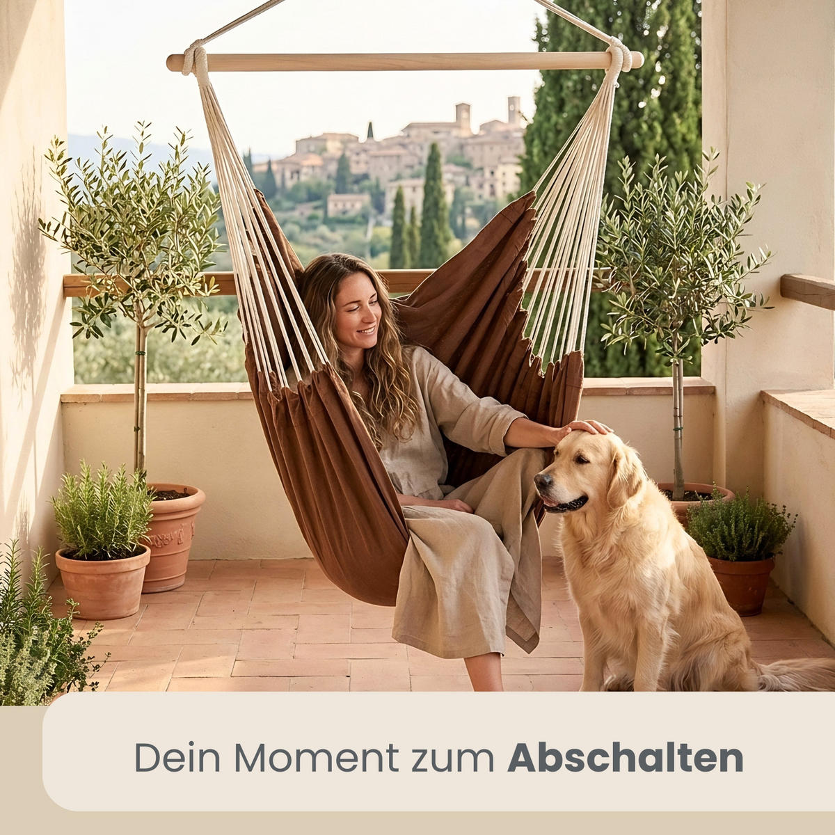 XXL HÄNGESESSEL 185/130 cm Belastbar bis 150 kg Braun - Braun, Textil (130/155/185cm) - Amanka