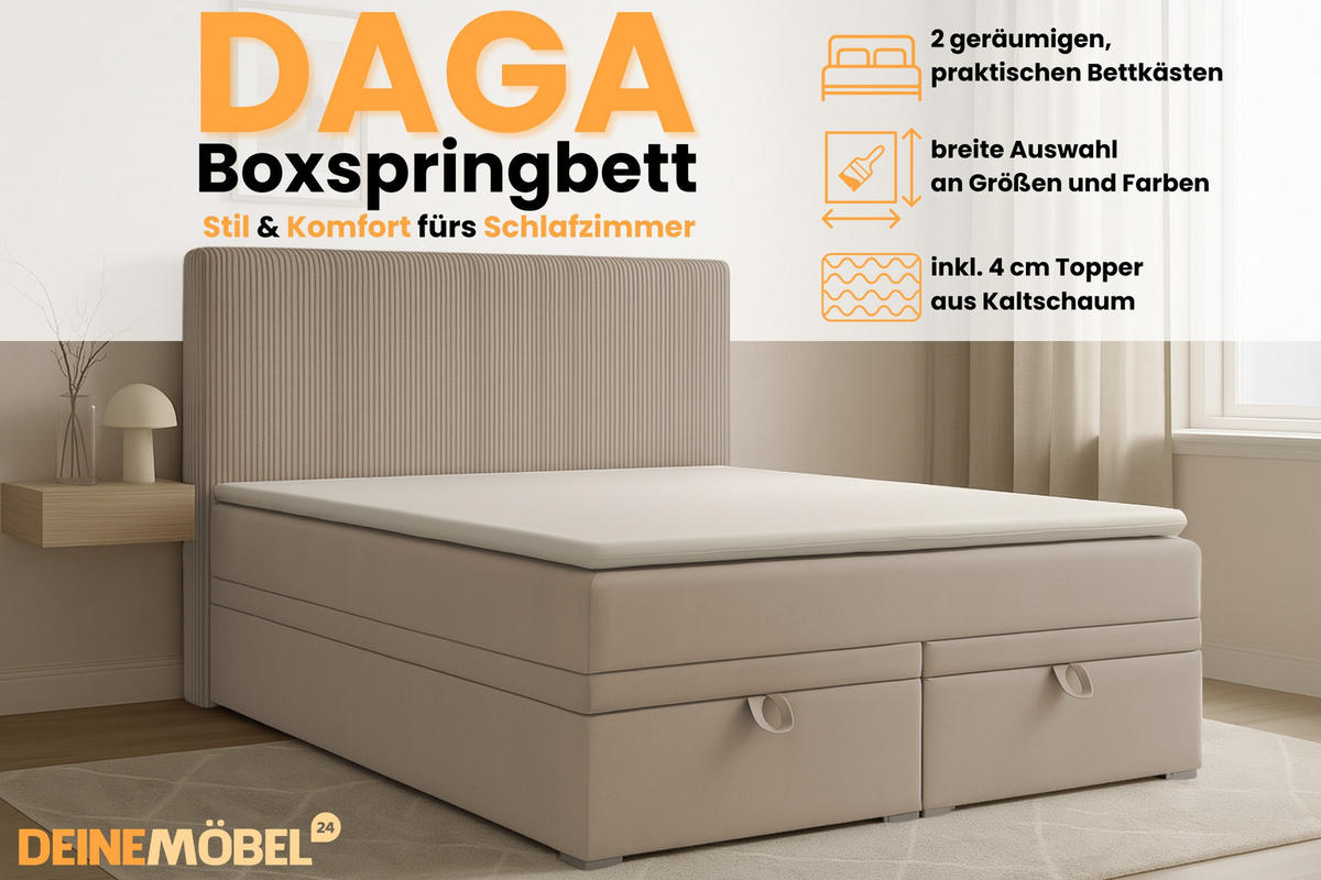 BOXBETT DAGA 200/200 in Beige - Beige, Holz/Holzwerkstoff (200/200cm) - Deine Möbel 24