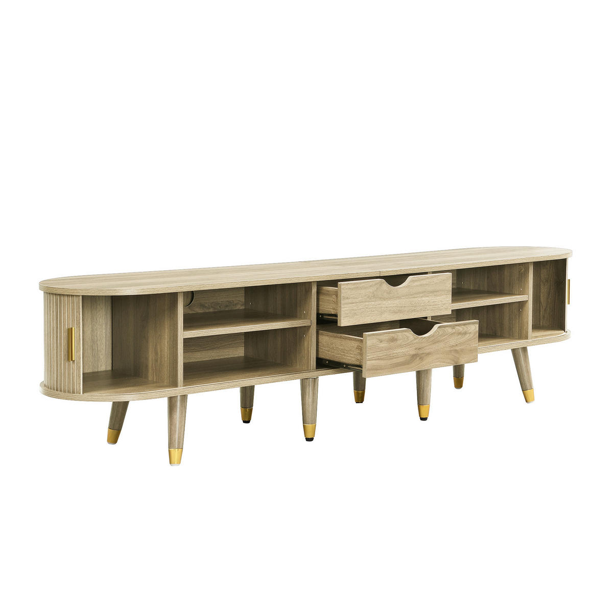 TV-SCHRANK mit Schiebetür 175 x 38 x 45 cm MDF Eiche - Hellbraun, Holzwerkstoff (38/45/175cm) - Beauniv