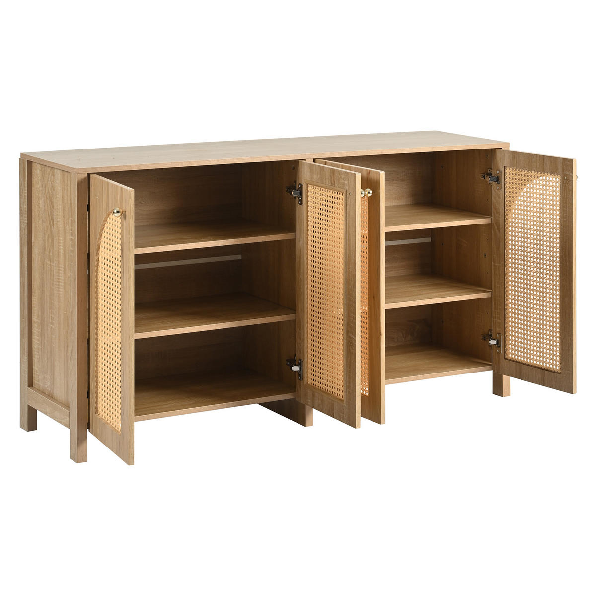 SIDEBOARD 145/40/80 cm natur aus MDF mit 4 Rattantüren - Naturfarben, Holzwerkstoff (145/40/80cm) - OKWISH