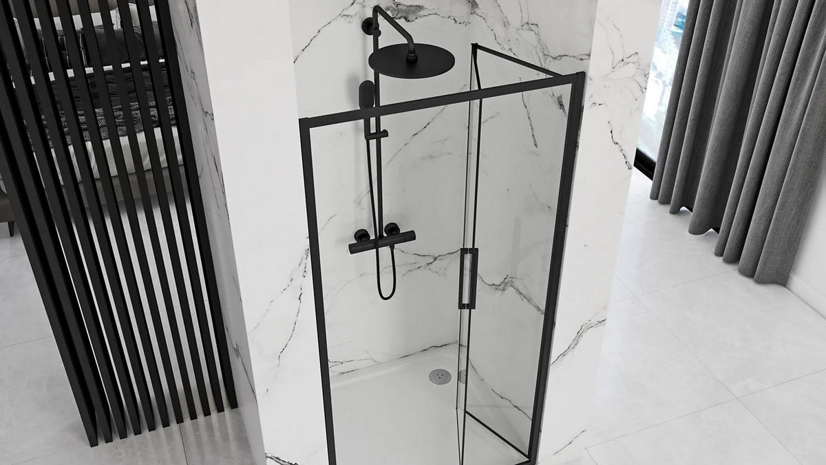 DUSCHTÜR Rea Falttür Rapid Fold 100 - Schwarz, Glas (100/190cm) - REA
