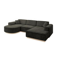 WOHNLANDSCHAFT ARRIO-U1 303x171x83 cm Schwarz - Schwarz, Holzwerkstoff/Textil (303/83/171cm) - ALTDECOR