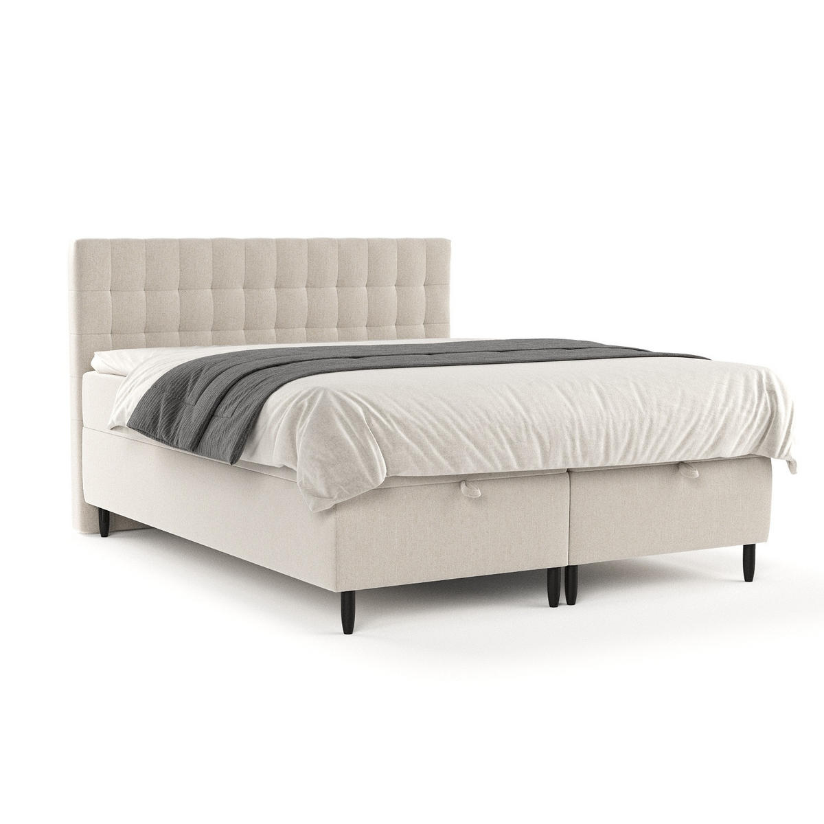 BOXBETT Milo Beige 160/200 cm - Beige/Schwarz, Holz/Holzwerkstoff (160/200cm) - Maison de Reve