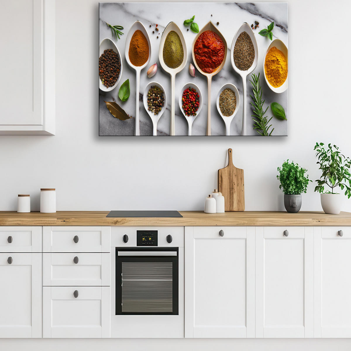 WANDBILD aromatische gewürze für die küche - Multicolor, Textil (60/40cm) - Feeby