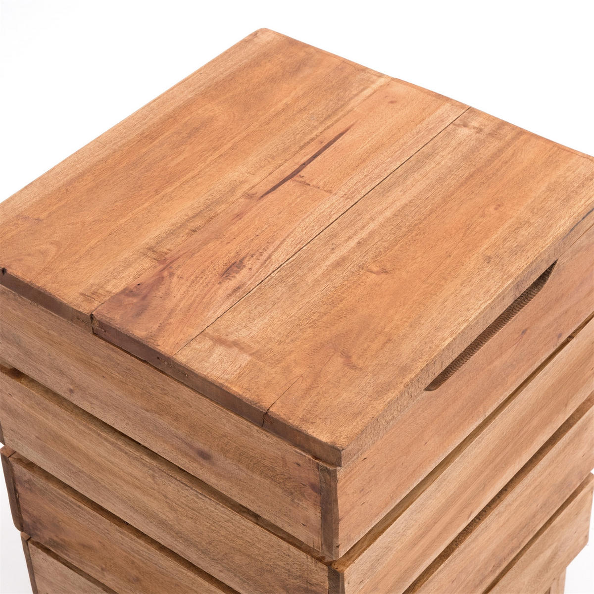 WÄSCHEKORB STORAGE 50 Massivholz, klappbarer Deckel 01 natur-vintage - Naturfarben, Holz (35/50/35cm) - DESIGN DELIGHTS
