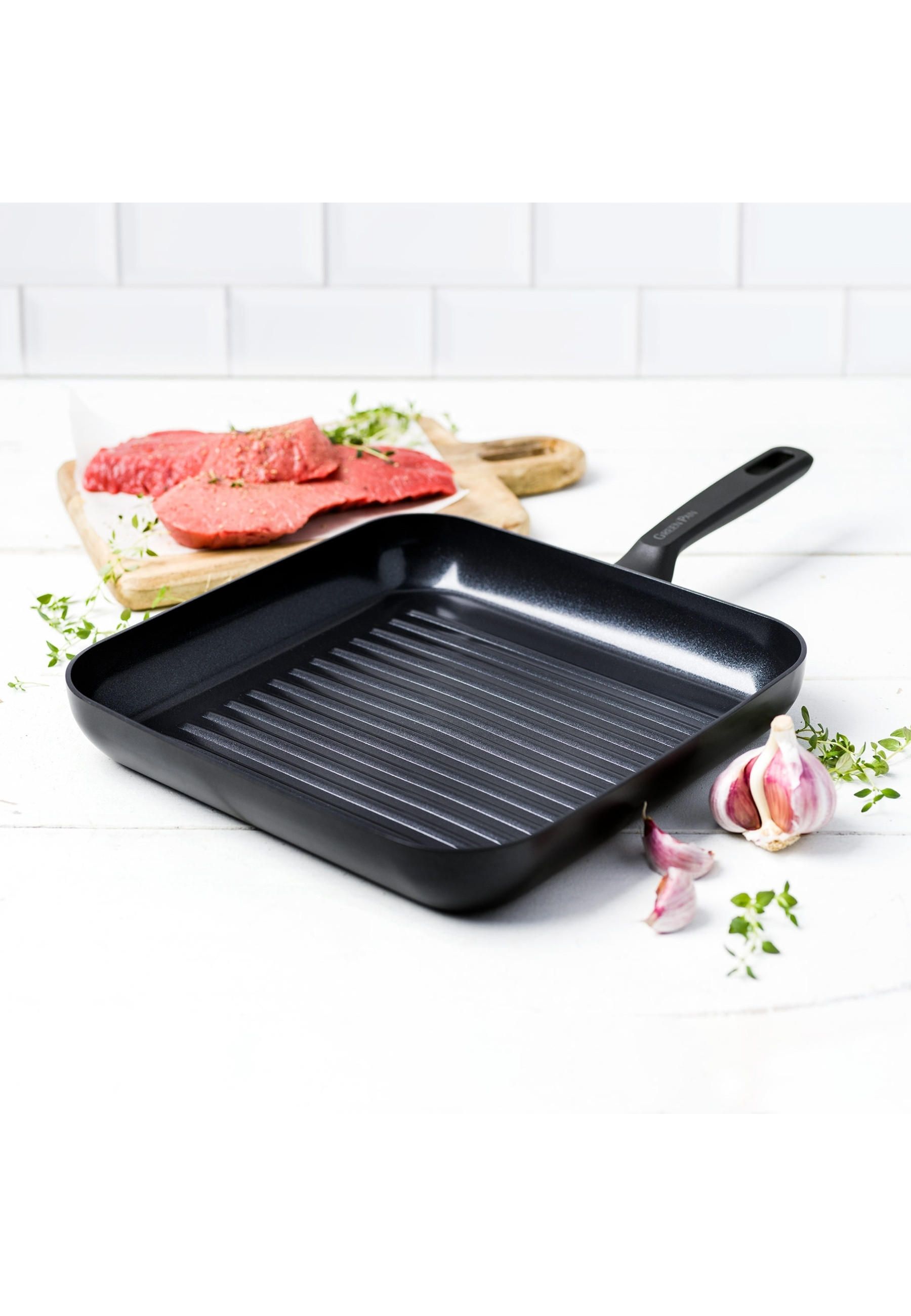 GRILLPFANNE Memphis - Schwarz, Metall (28cm) - GreenPan