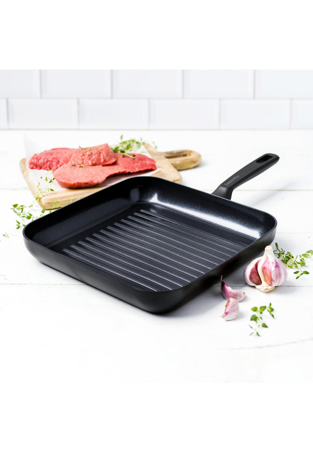 GRILLPFANNE Memphis - Schwarz, Metall (28cm) - GreenPan