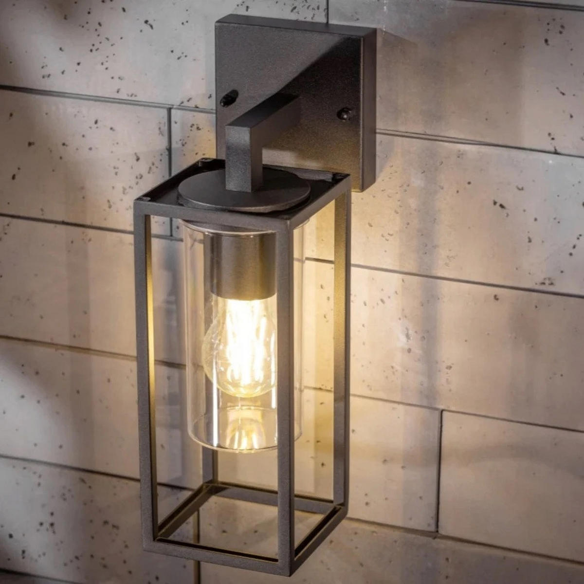AUSSENWANDLEUCHTE Schwarz E27 Klarer Diffusor IP54 - Schwarz, Metall (11/34/15.5cm) - CGC Europe