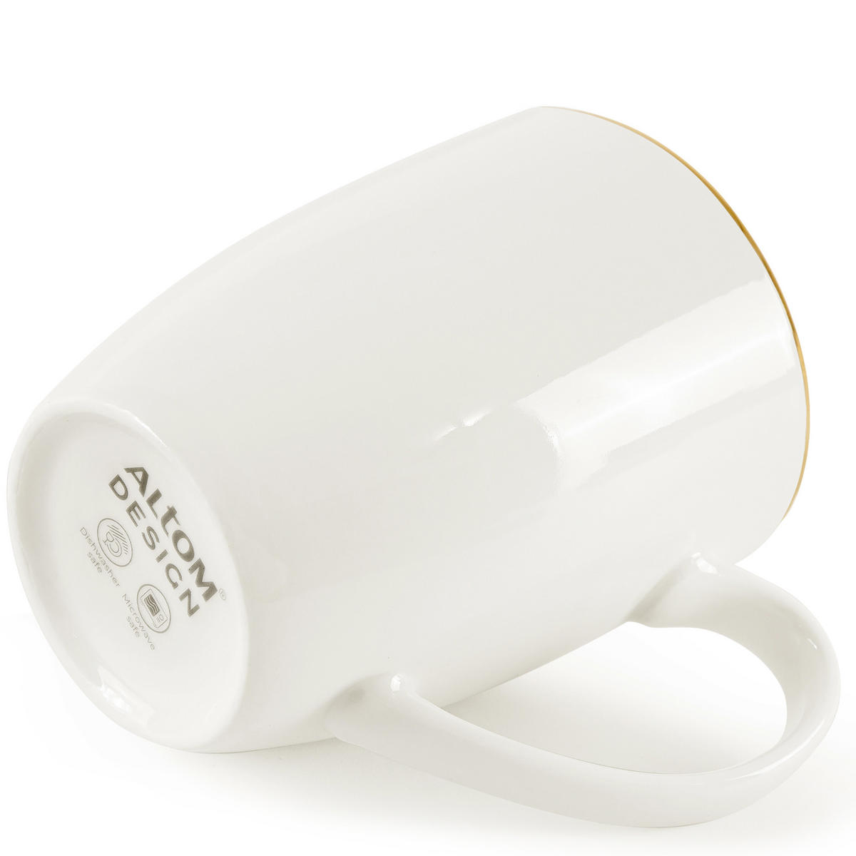 FRÜHSTÜCKSGESCHIRRSET AD BELLA, 12-tlg - Ecru/Goldfarben, Keramik (14/10.5/14cm) - KONSIMO®