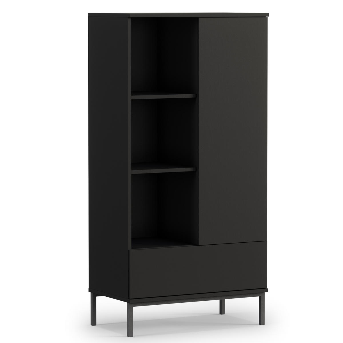 WOHNWAND Queba 1 Schwarz 240/190/60 cm Funktional Modern - Schwarz, Holzwerkstoff/Kunststoff (240/190/60cm) - AX Living